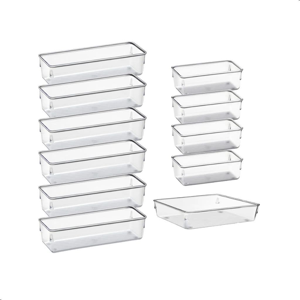 Kit 11 Organizadores Multiuso Modular Gavetas Acrilico Retangular GRANDE