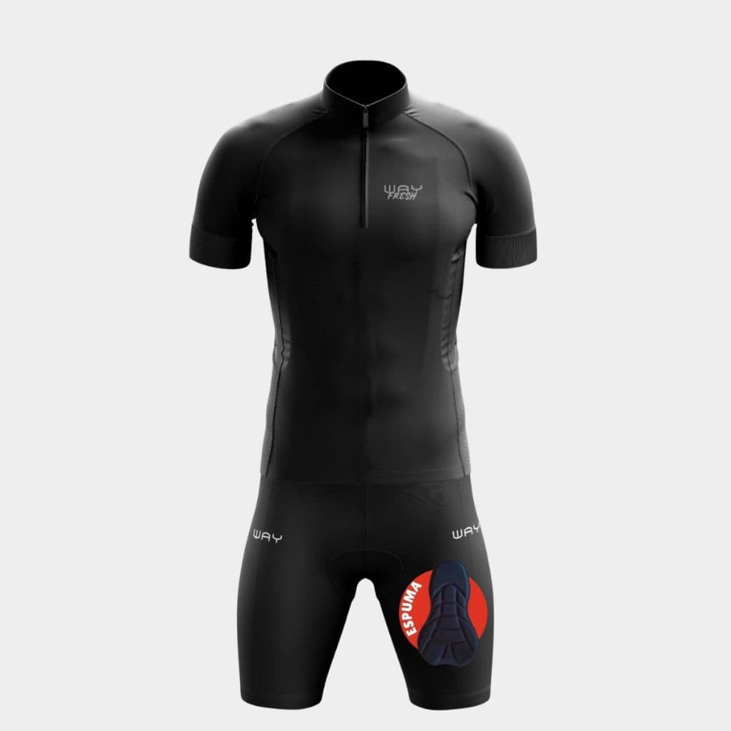 Kit Conjunto Ciclismo Masculino Camiseta Way Fresh Bermuda Short Acolchoado Espuma Bike Pedalar