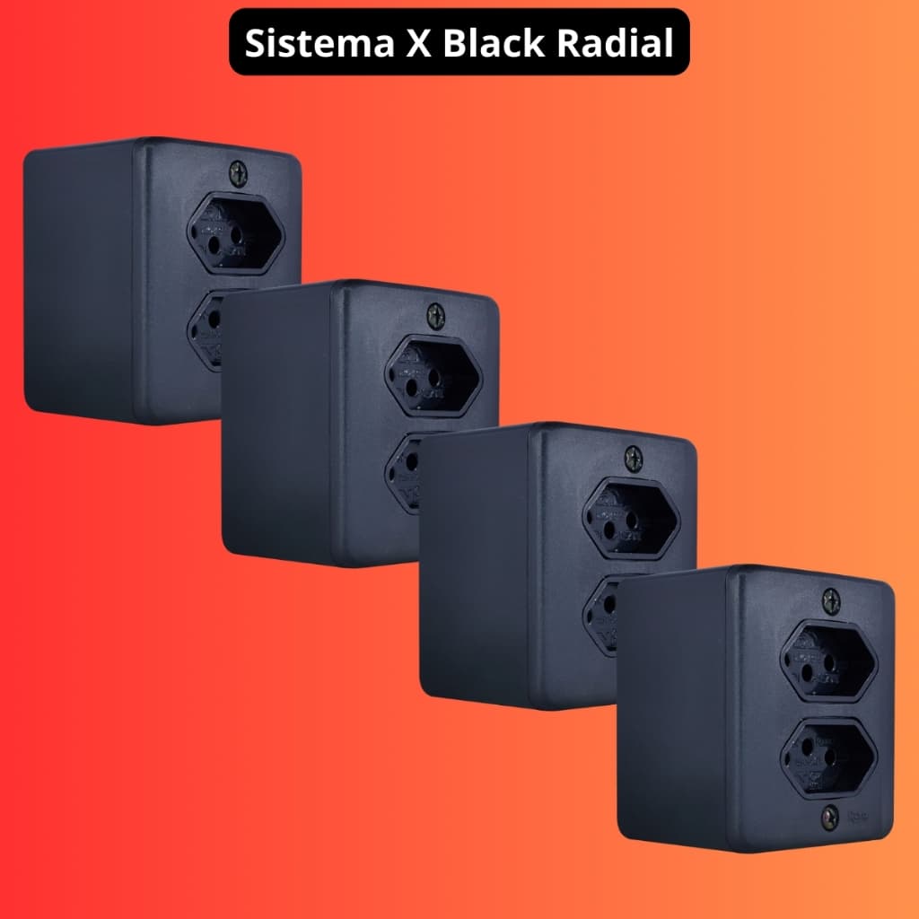 Kit 4 Tomadas Duplas 10A Sistema X Black RADIAL