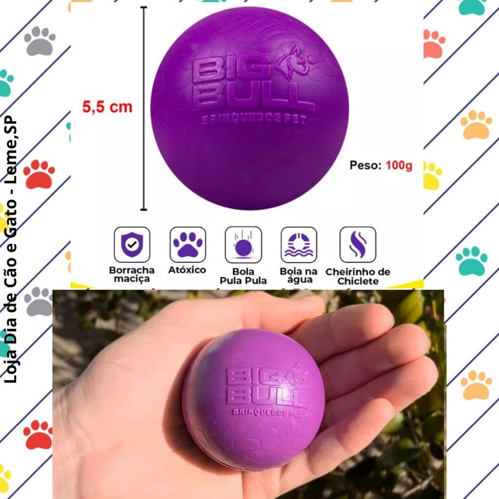Bola Lisa 55mm Maciça Pet - 1 a 5 Bolas Big Bull