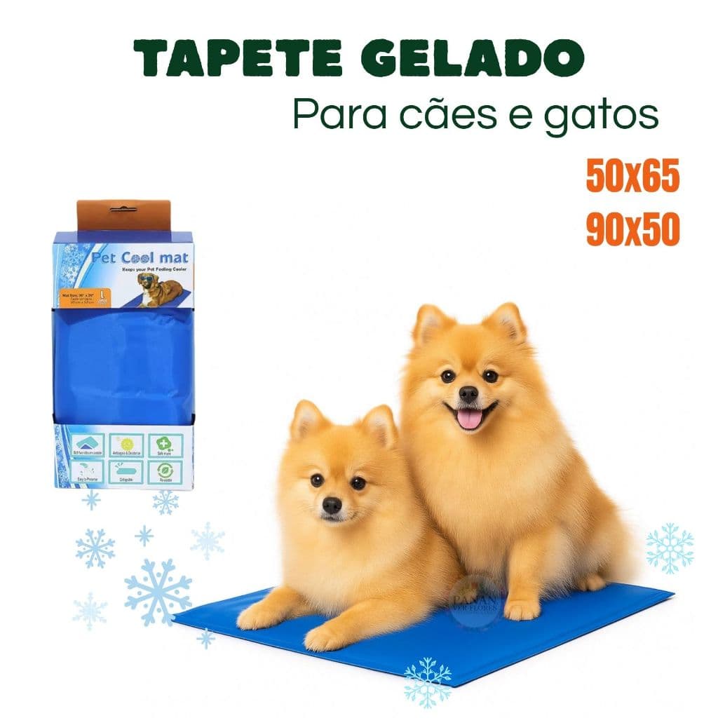 Tapete Gelado Para Cachorro e Gatos 50x65 ou 90x50 Antitérmico Dobrável Confortável Cama Refrescante