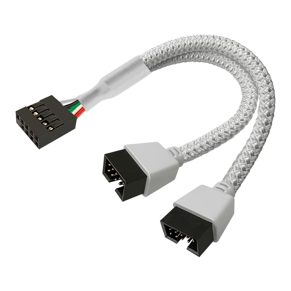 Cabo Adaptador Usb 9 Pinos Interno Placa Mãe Branco Jusb Painel Frontal Extensor Splitter 2 Vias