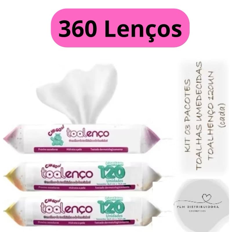 Caixa Com 360un Toalhas Umedecidas 3 Pacotes 120un cada - ToaLenço Promoção