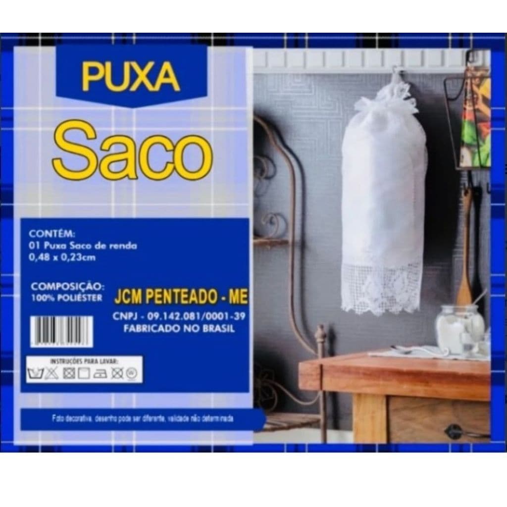 Puxa Saco de Renda 38 cm x 20 cm 100% Poliéster