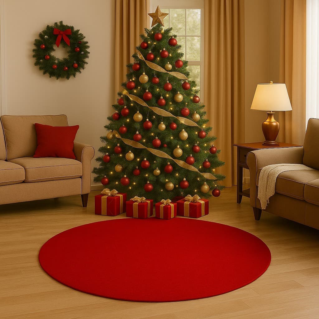 Tapete Pelúcia Base de Arvore de Natal Sala Quarto 1,40m X 1,40m Varias Cores Oferta