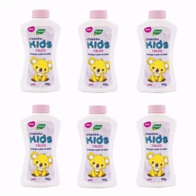 kit com 6 unidades Talco Pharma kids infantil 100 g