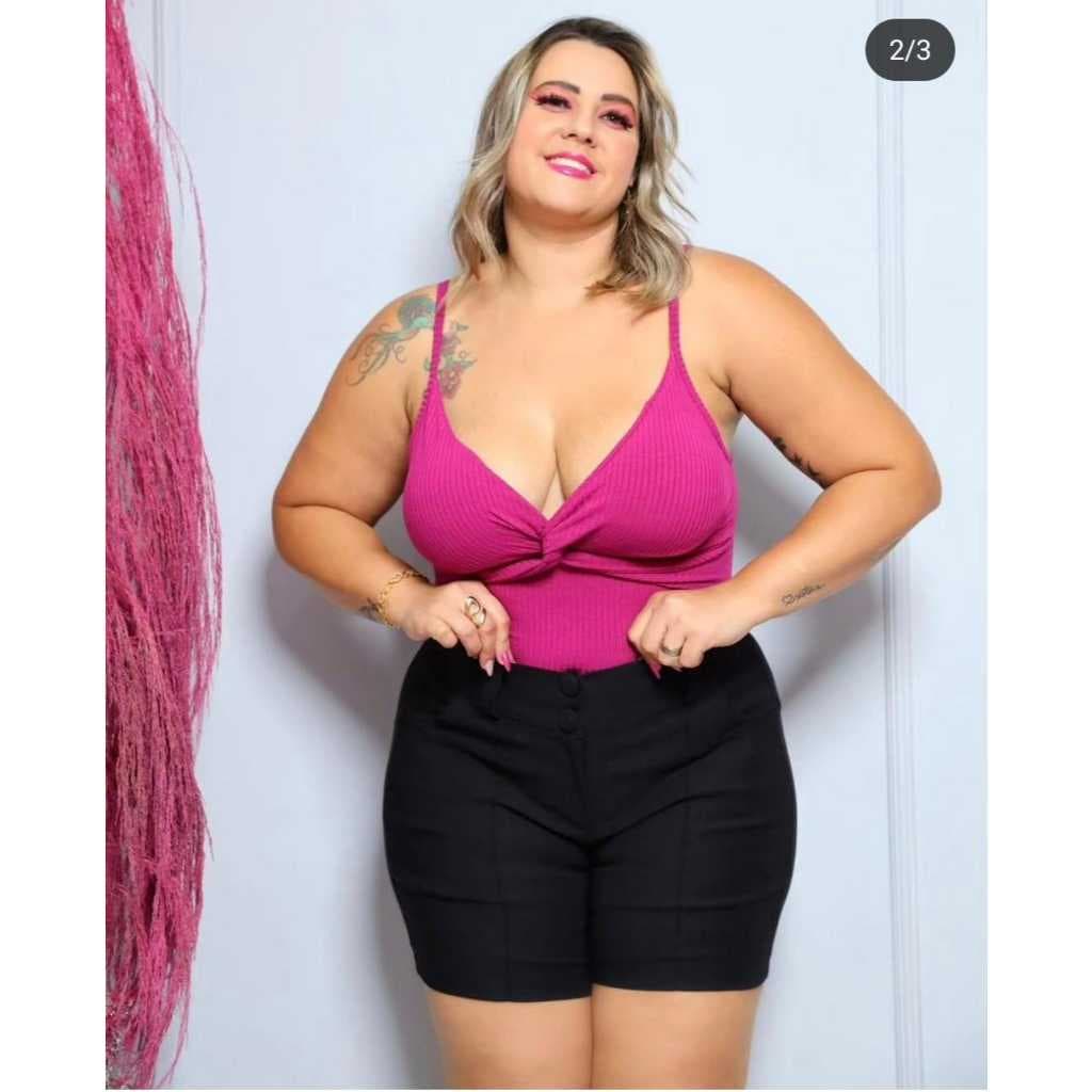 Short Bengaline  Social Com dois Bolsos Plus Size 46 - 52