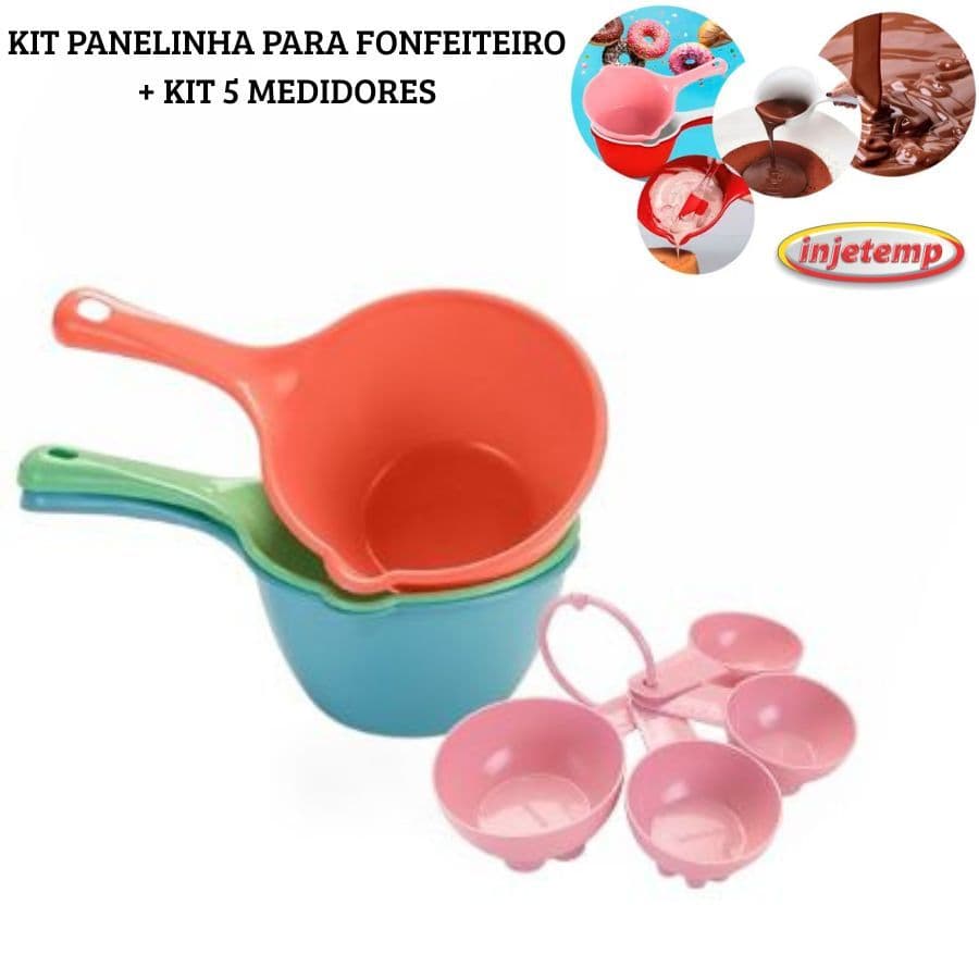 KIT Confeitaria Panelinha Para Confeiteiro Com Medidores 4 peças Cores Sortida Injetemp