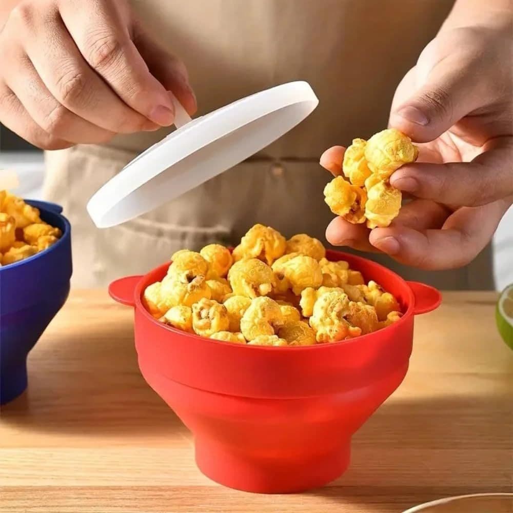 Pipoqueira Para Micro-ondas Sem Óleo Balde Silicone Com Tampa Saudável Rápida em Minutos