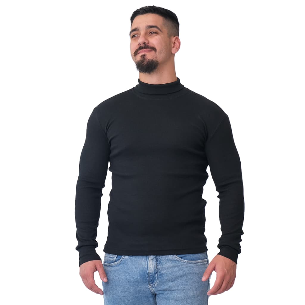 Kit 2 Camisetas Gola Alta Masculina Manga Longa e Gola Alta