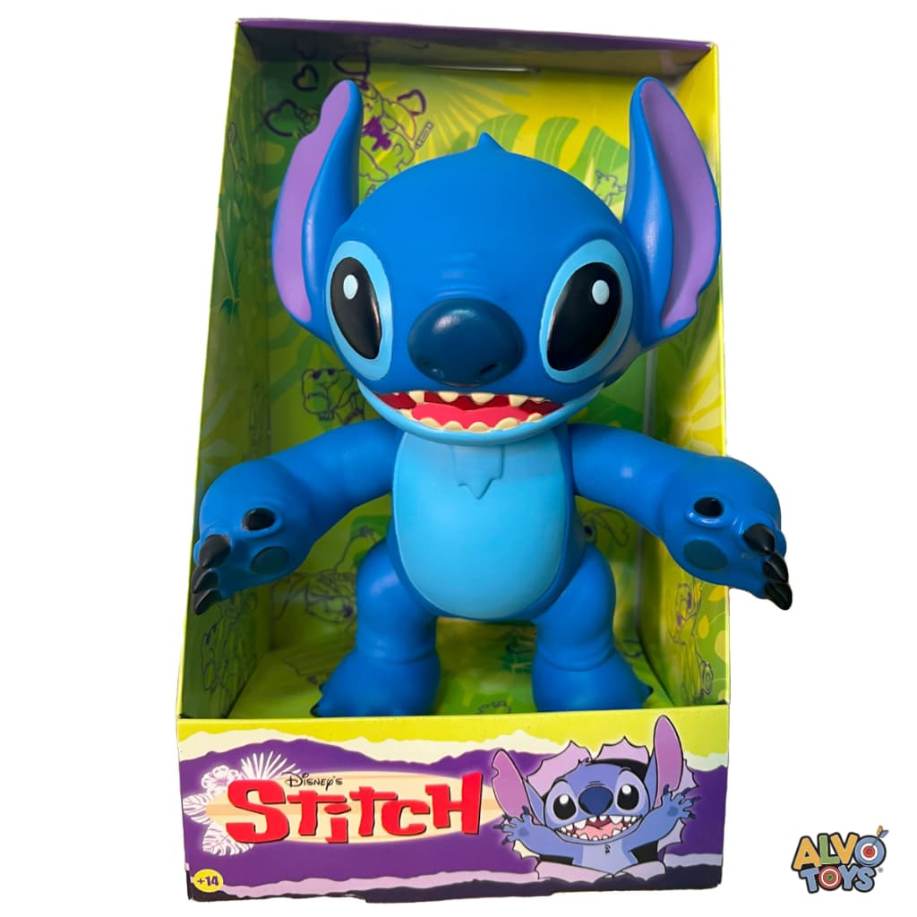 Boneco Stitch Azul E Angel Rosa Filme Lilo e Stitch Articulado Vinil Grande 22cm