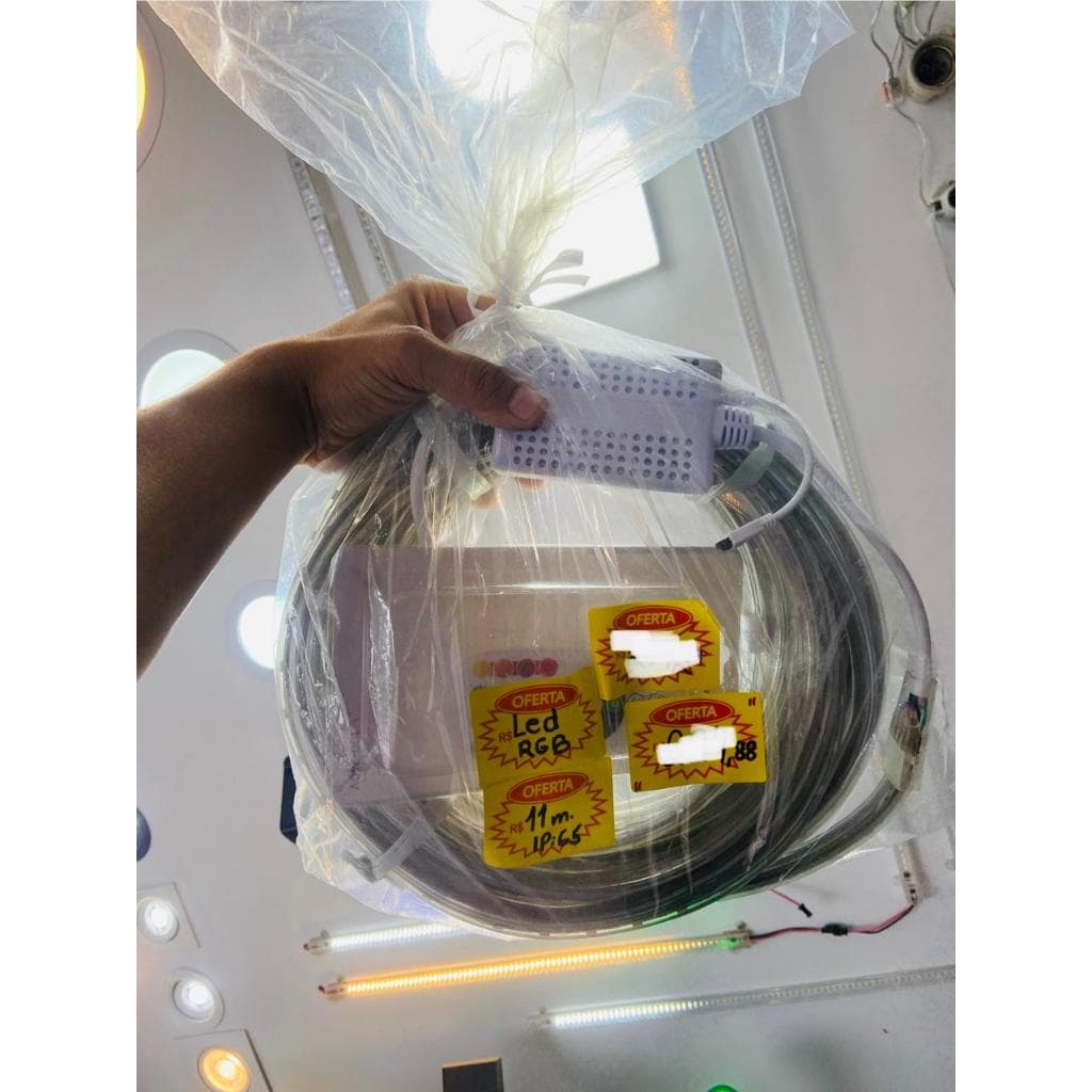 FITA DE LED DUPLA 127V MONTADA COM FONTE 5050 12mm 11 metros  IP65 ideal para area externa colorida
