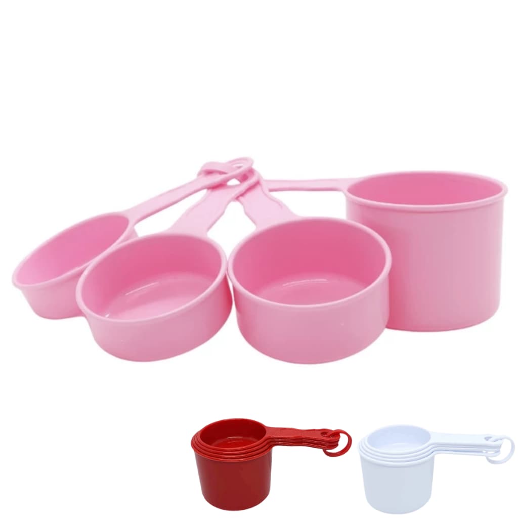 Jogo De Xícara Medidora Plástica 4 Peças Medidas Resistente Culinária Confeitaria Porcionar Medidas