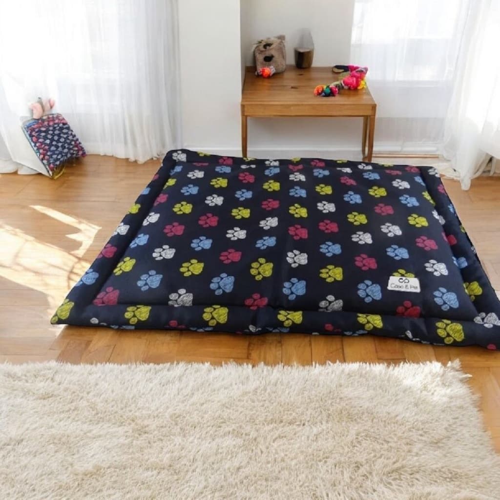 Colchonete Cama Pet Patinhas Coloridas 1,00  X 0,70  Tamanho G