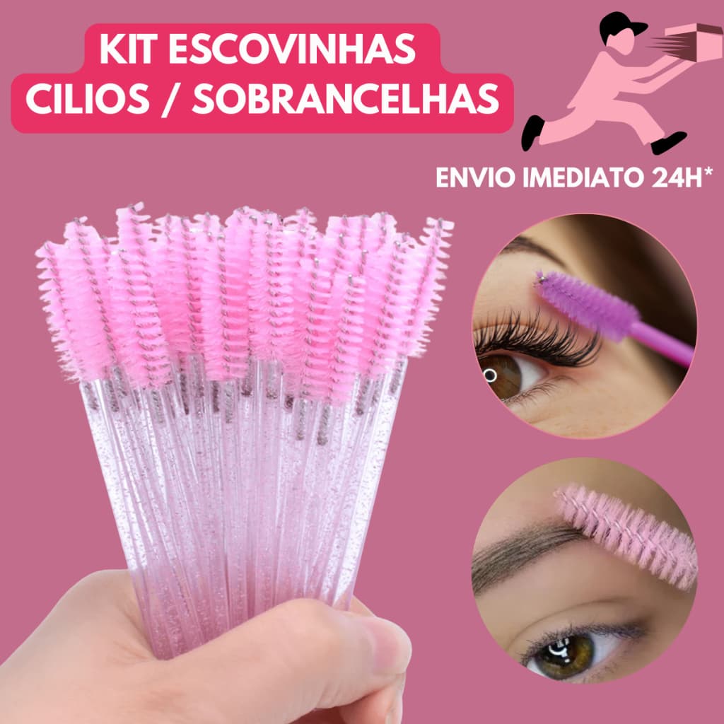 Kit 50 Escovinha De Cílios De Sobrancelhas Para Alongamento Extensão de Cilios Design de Sobrancelha