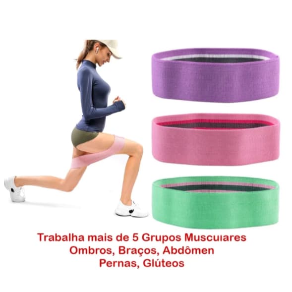 Kit 3 Faixas Elásticas Para Treino Exercício Super Band Alongamento Academia Extensor BW3500