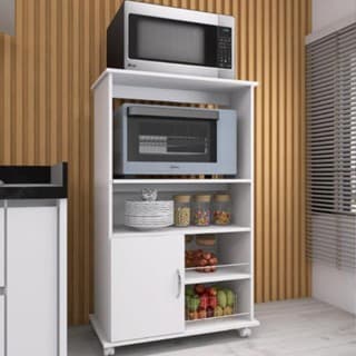 Armário Microondas Balcão Forno Suporte Multiuso Com Rodinhas