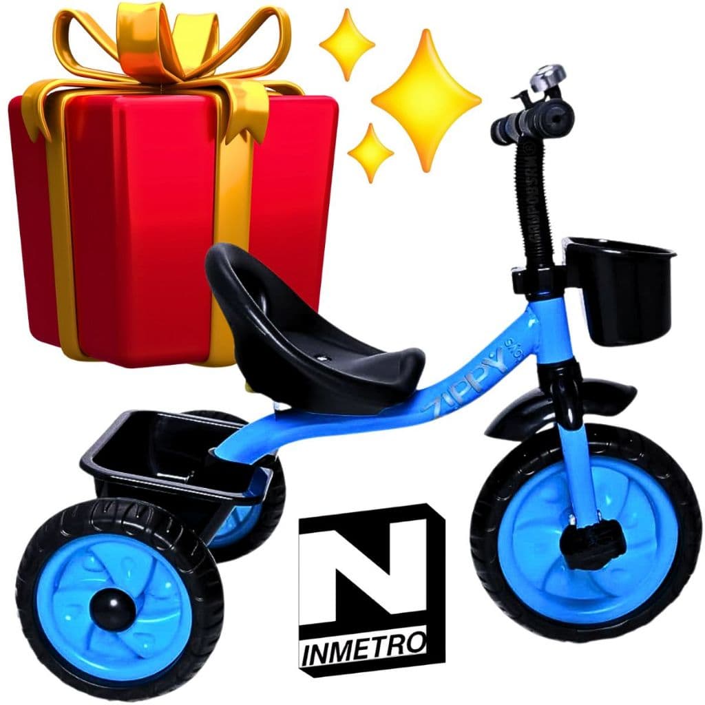 Triciclo infantil Zippy toys funcional 3 em 1 cestinha cesto caçamba bau buzina campainha sininho