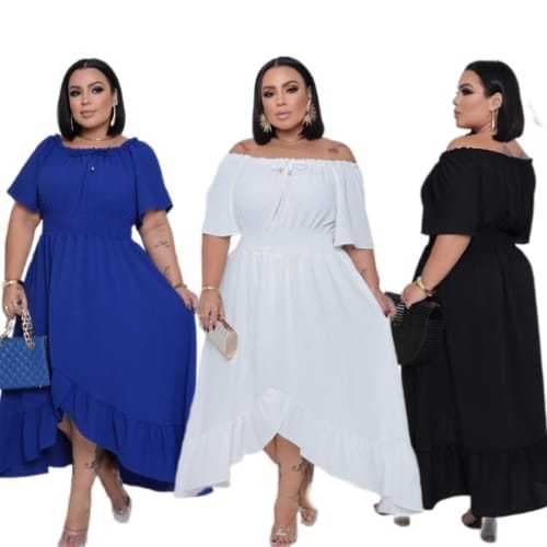 Vestido Feminino Plus Size Mullet Branco Estilo Cigana – Elegância Boho para Casamentos e Festas