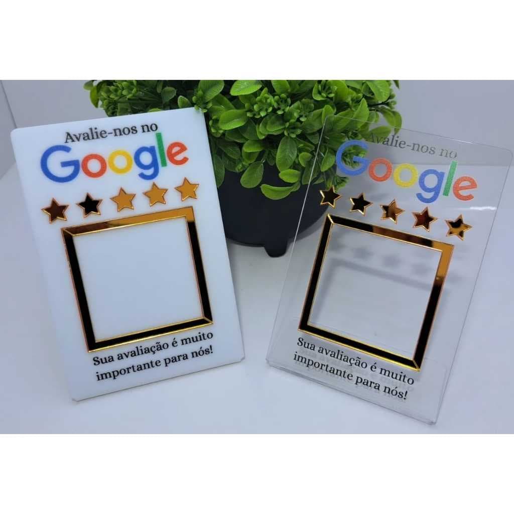 Placa Display de Avaliação Google para mesa balcão modelo igual a plca pix com impressão UV