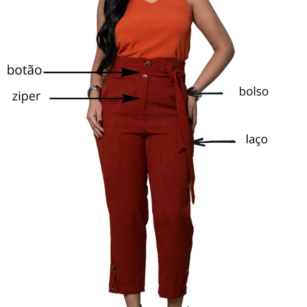 Calça Pantacourt Feminina com Cinto Social Elegante Confortável Cintura Alta Varias Cores Preto, Bege Moda Feminina Cas