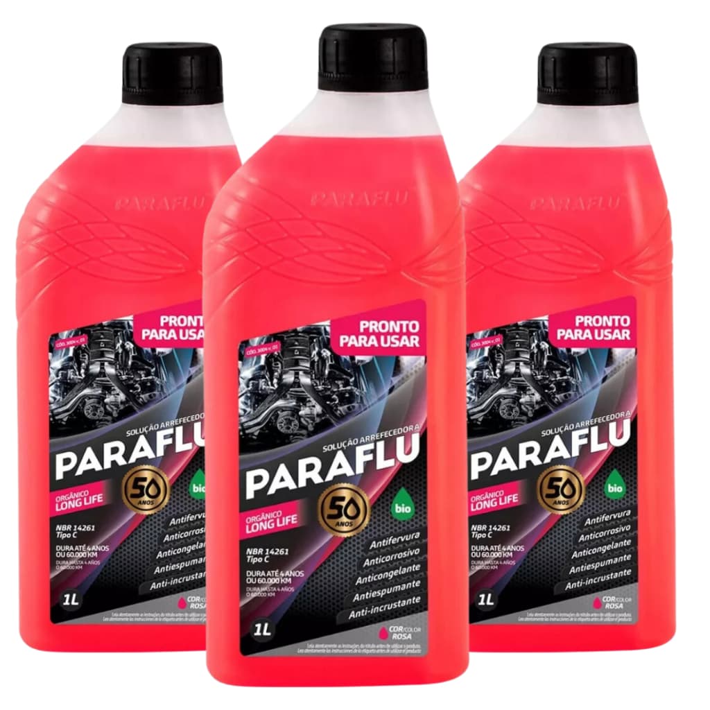 03l Aditivos Paraflu Pronto Uso Água Arrefecimento Radiador Bio Life Rosa