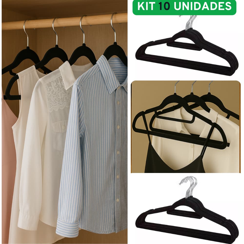 Cabide Kit De Madeira Cabides Para Roupas Reforçado 10 Unidades Preto Para Loja Barato 3 Unidades