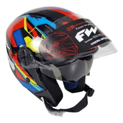 Capacete Moto X Open Up Fox Fw3 Oculos Interno Laranja