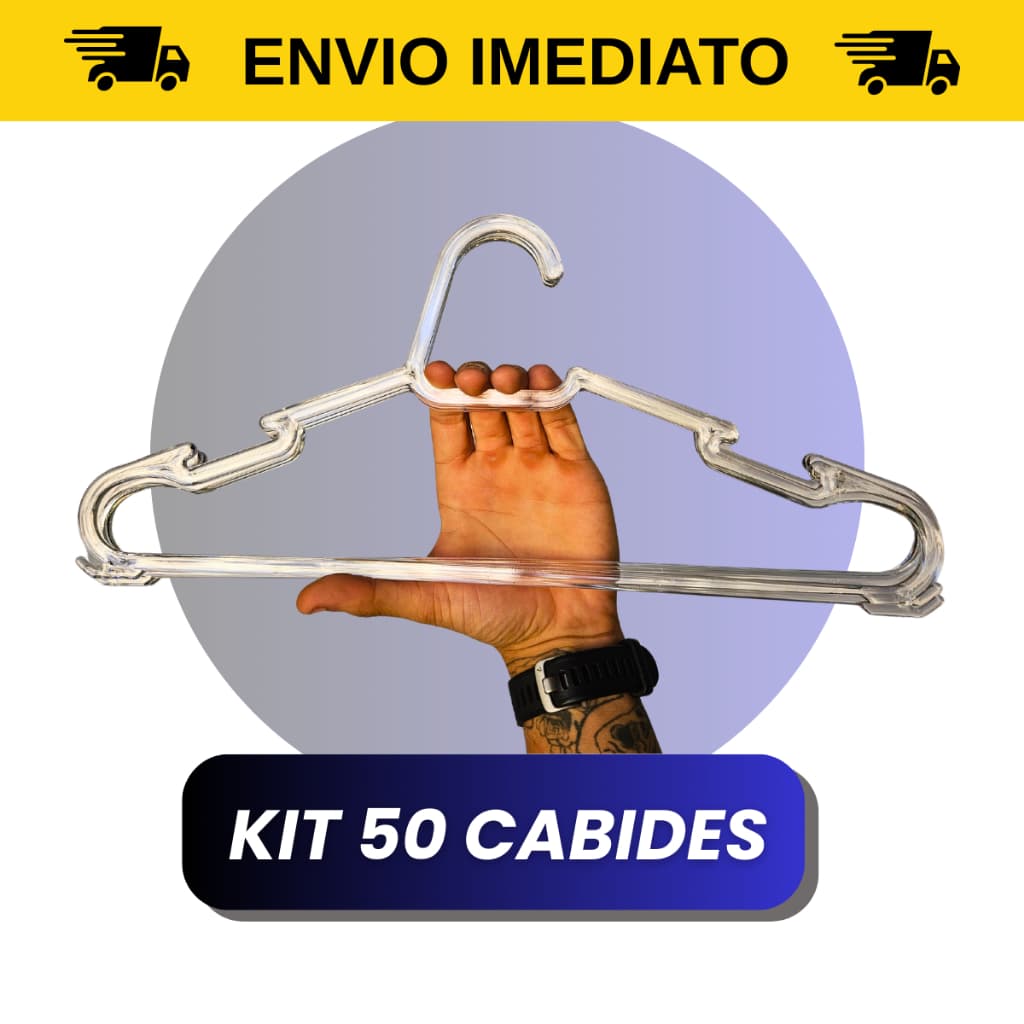 Kit Cabide acrílico TRANSPARENTE Cabide Reforçado para roupas adulto Cristal envio imediato