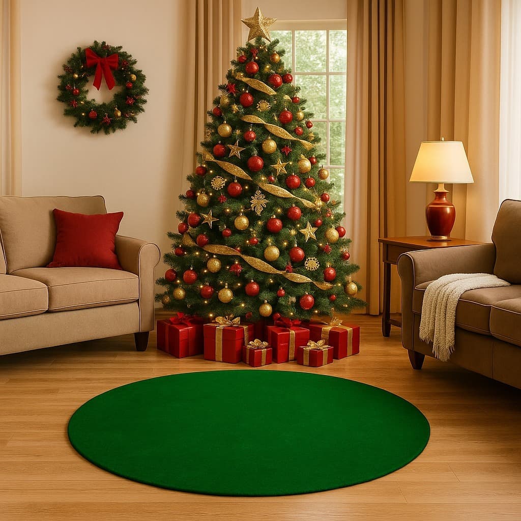 Tapete Base Para Arvore De Natal Redondo Pelúcia Sala Quarto 1,10m X 1,10m Varias Cores