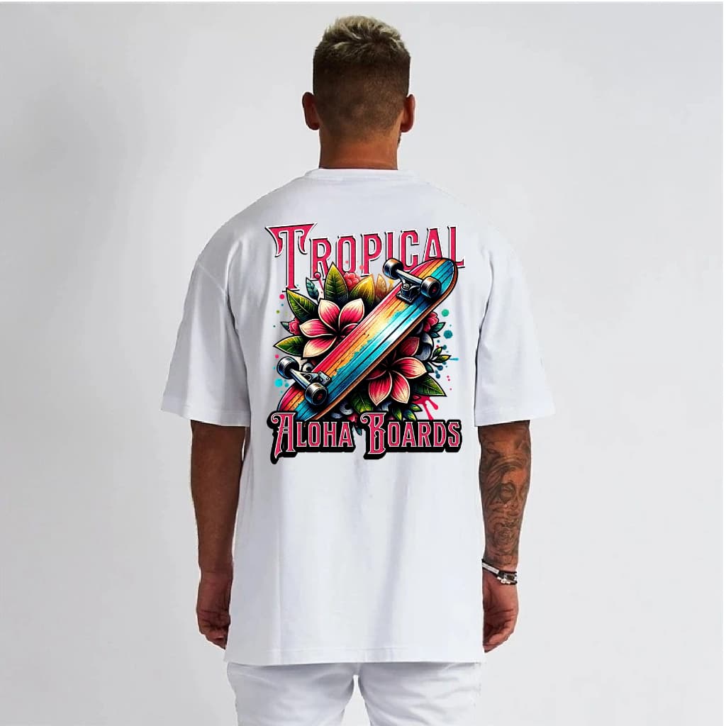 Camiseta Masculina Streetwear Camisa T-Shirt Algodão Infantíl PlusSize Casual Skate Board Tropical