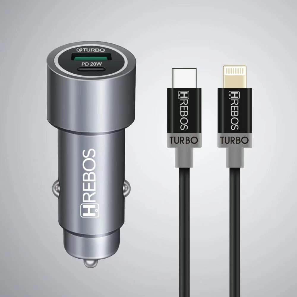 Kit Carregador  Turbo Veicular HS-355I PD 20W Com Entradas USB/TipoC/Lighining