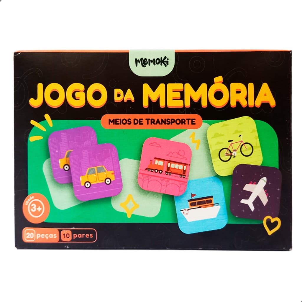 Jogo Da Memória Transportes MDF 20 Peças 5x5cm Brinquedo Educativo Estimula Coordenação Motora E Raciocínio Lógico