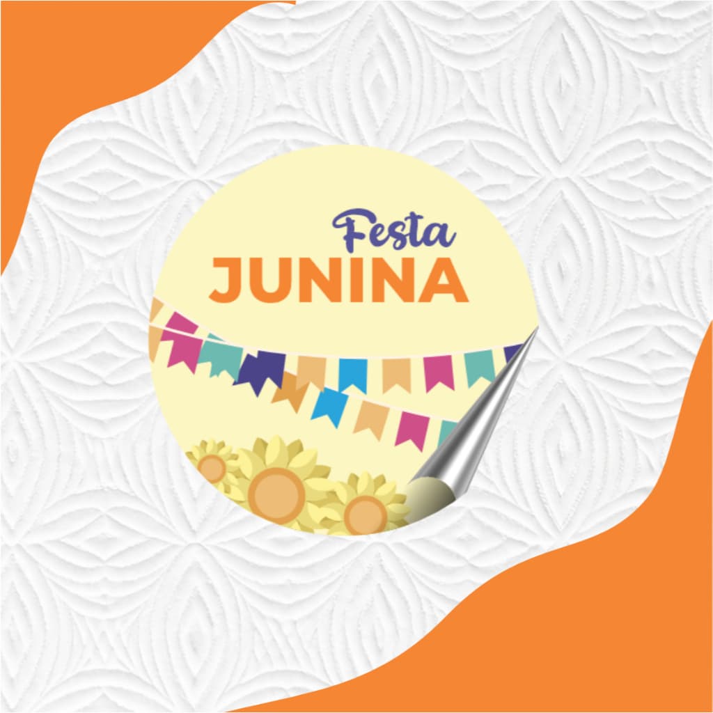 FESTA JUNINA, 3,5cm, 250 unidades - Adesivo Cartela, sticker, moto, capacete, celular, notebook, espelho, embalagem