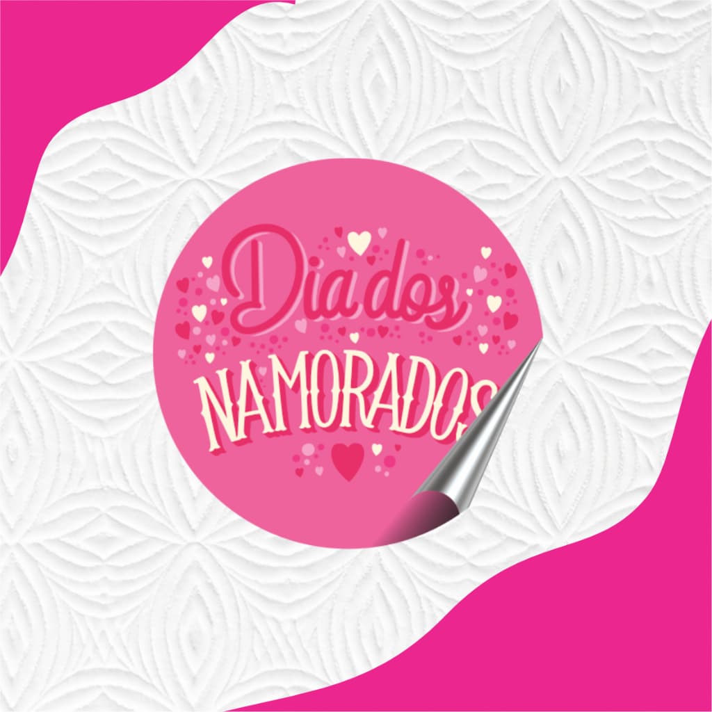 DIA DOS NAMORADOS, 3,5cm, 250 unidades - Adesivo Cartela, sticker, moto, capacete, celular, notebook, espelho, embalagem