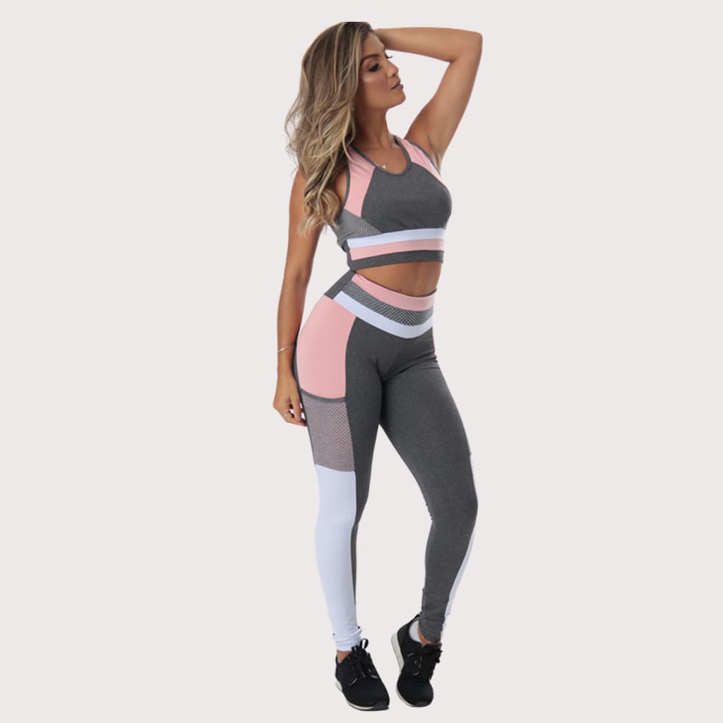 Conjunto Fitness Top Academia Legging Com Bolso Ginastica C79