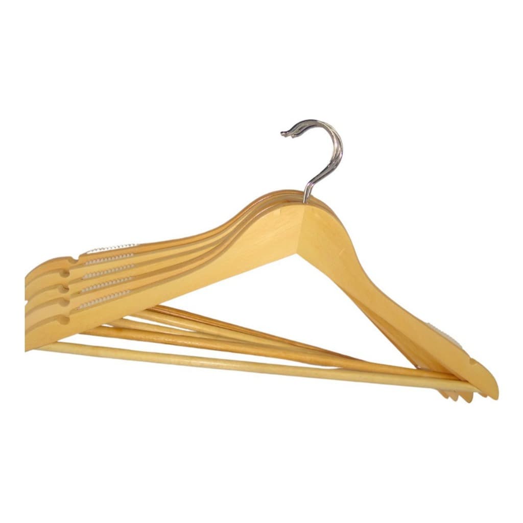 Cabide Madeira Calça Gravata Silicone Antiderrante 5 Peças