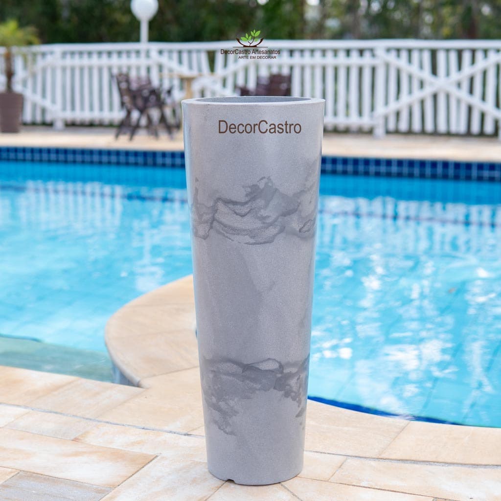 Vaso Coluna Ibiza P 69 cm Marmorizada Escovada Lisa Para Plantas