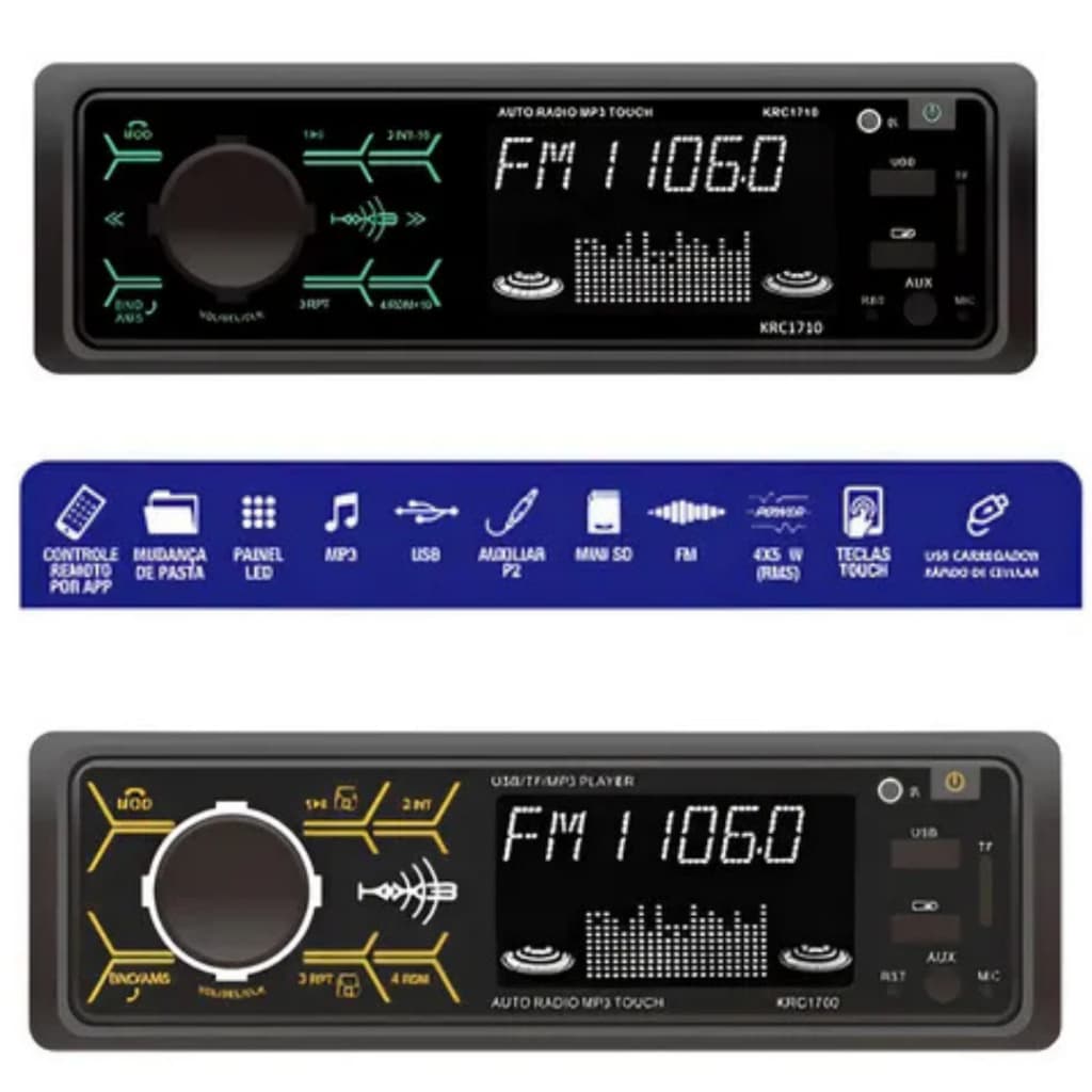 Rádio Bluetooth Kx3 Krc-1710 Preto Com Usb E Sd