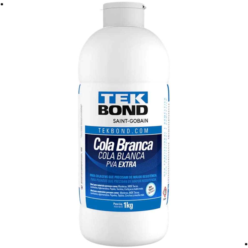 Cola Branca Líquida Pva Extra Tekbond Colar Papel Maquete Madeira Moveis Escolar Artesanato 1kg