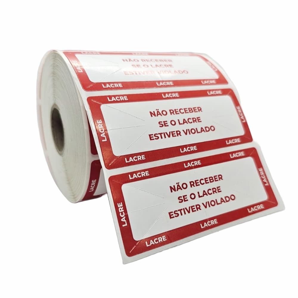 Etiqueta Lacre Adesivo Resistente Vermelho Couchê