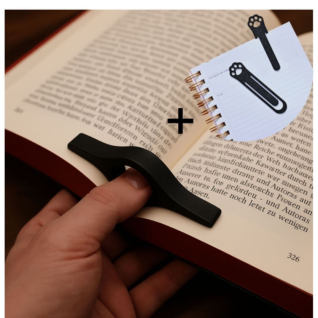 Kit Suporte Anel para Segurar Livro Leitura Bibliocanto Leitura Livro Apoio + Marcador de página