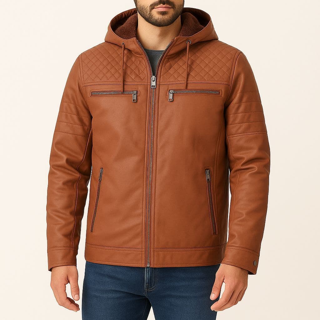 JAQUETA COURO MASCULINA MOTOQUEIRO FORRADA CAPUZ