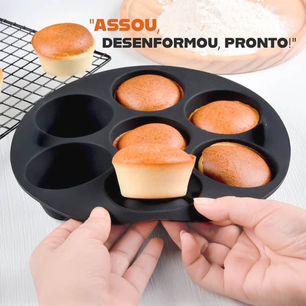 Forma Silicone Cupcake 7 Cavidades Muffin Antiaderente