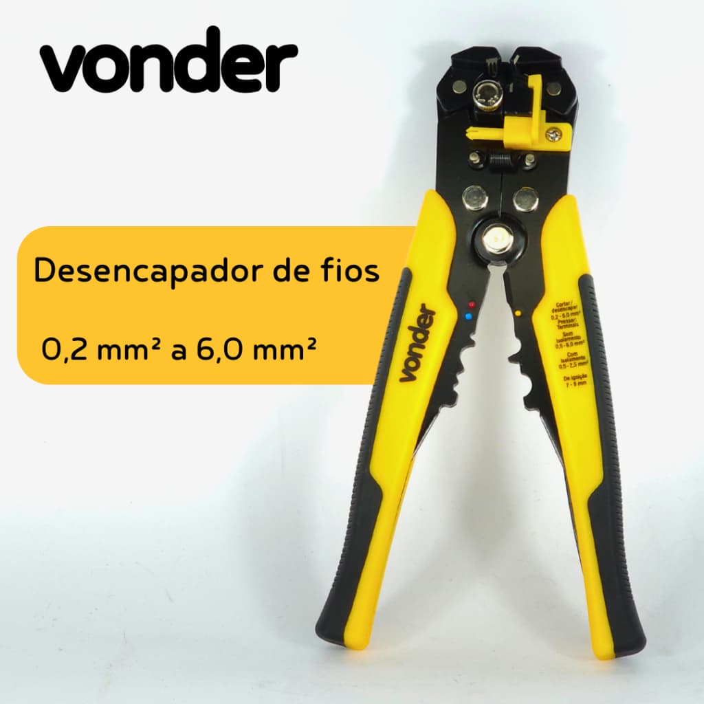 Alicate Desencapador de Fios, Automático, Descacador, Decapador, Eletricista 8'' - 203 mm - VONDER