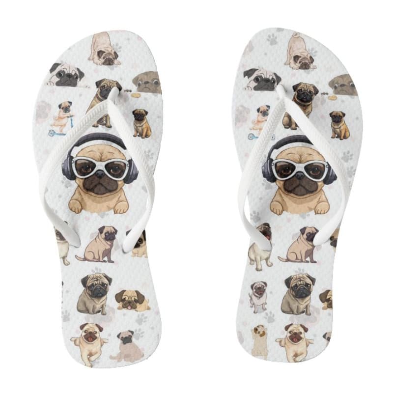 Chinelo Pug cachorro fofo mãe pai de pet