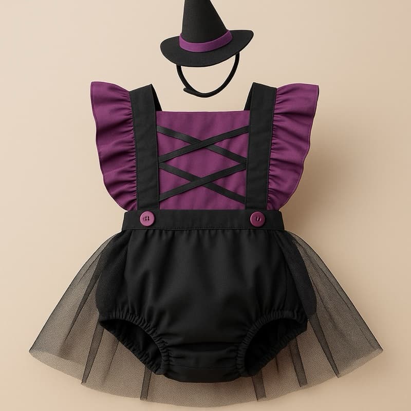 jardineira menina hallowen bruxa bruxinha