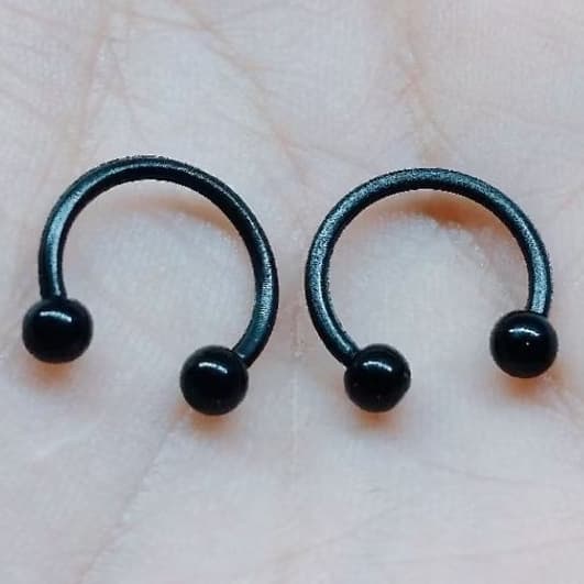 piercing ferradura silicone preto 10mm web flex 2 unidades septo helix moda unissex