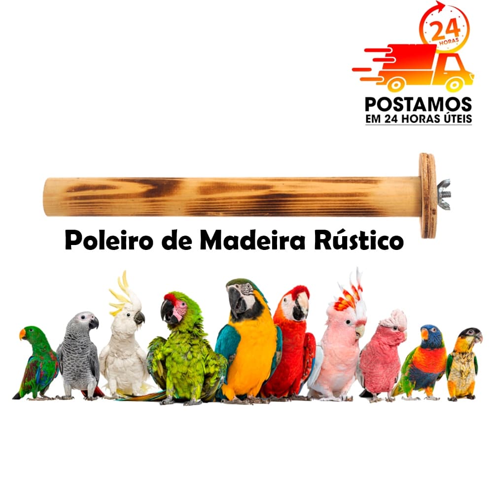 Poleiro de Madeira Resistente Para Pássaros Aves Calopsita Cacatua Papagaio Em Geral Gaiola Viveiros