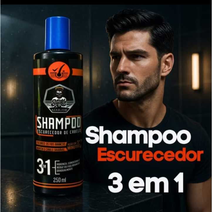 Shampoo Escurecedor de Cabelo preto absoluto para cabelos grisalhos Santo Barbudo